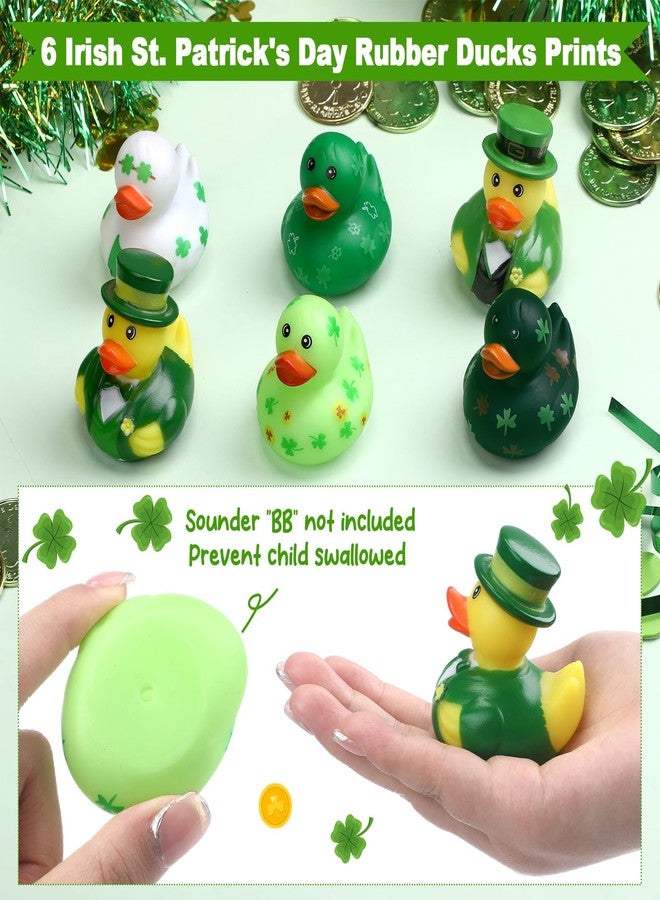 جيريفي مجموعة جيريفاي من 24 قطعة من البط المطاطي لعيد القديس باتريك، 6 أشكال مختلفة، بنمط البرسيم، مثالية للاستحمام، وحمام السباحة، وأعياد الميلاد، وهدايا عيد القديس باتريك الأيرلندي، وتوزيعات الحفلات، والإكسسوارات، والعطلات. - Image 3